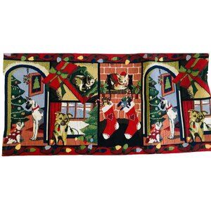 Park B Smith Cats Dogs Christmas Tapestry Table Runner 72" PBS New York Colorful